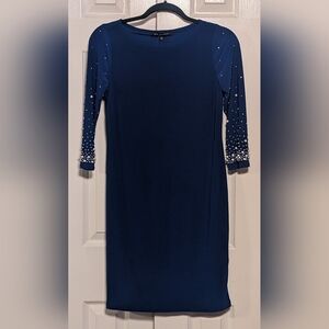 Nik and Nash Blue Dress with Pearl Accents